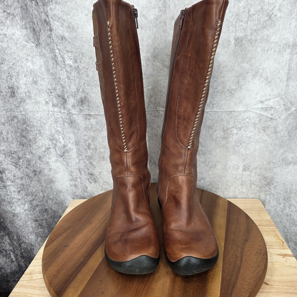 Keen Riding Boots Womens 6.5 Bern Baby Bern Brown Leather Knee High Wedge - Picture 3 of 14